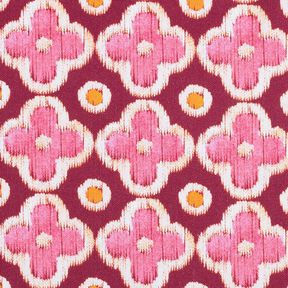 Dekorationsstof Canvas broderi-look – bordeaux/pink, 