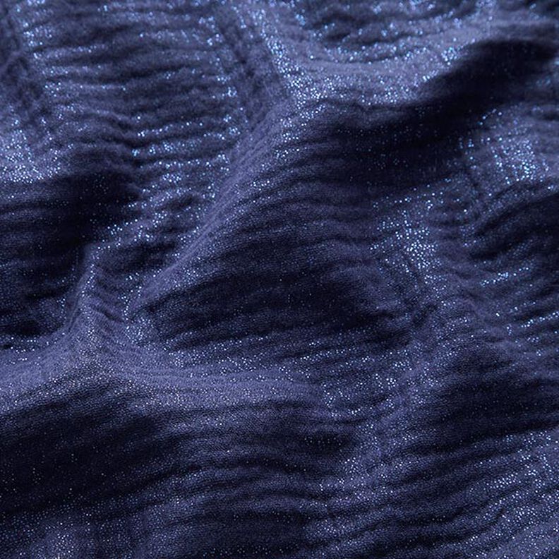 Musselin/Dobbelt-Crincle stof fine glimmerprikker| by Poppy – marineblå,  image number 3