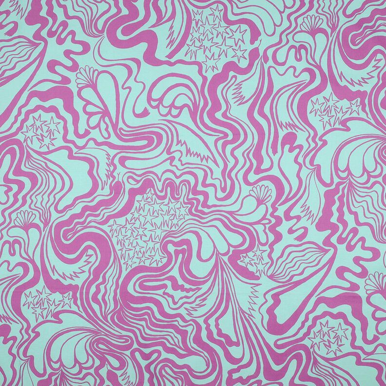 Bomuldspoplin The Wanderer | Nerida Hansen – isblå/purpur,  image number 1