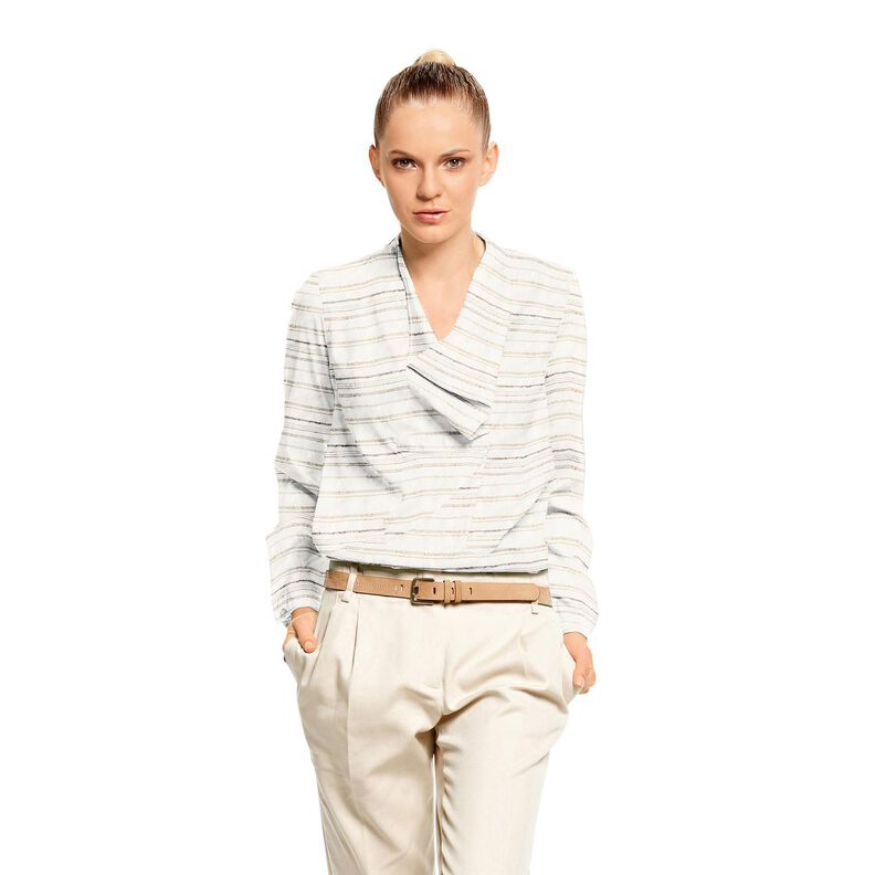 Blusestof uregelmæssige striber – hvid,  image number 5