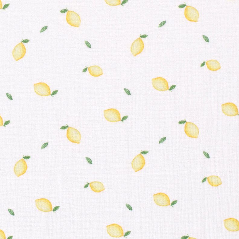 Musselin/Dobbelt-Crincle stof Akvarel citroner Digitaltryk – hvid,  image number 1
