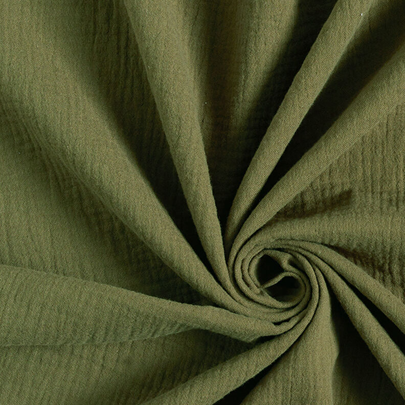 Musselin/Dobbelt-Crincle stof – olivengrøn,  image number 1