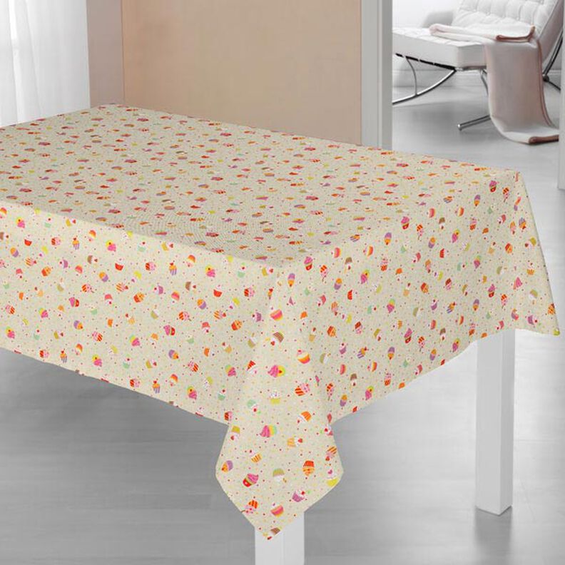 Dekorationsstof Halvpanama Farverige muffins – natur,  image number 6