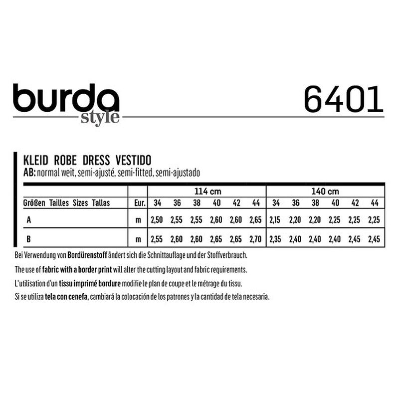Kjole, Burda 6401 | 34 - 44,  image number 5