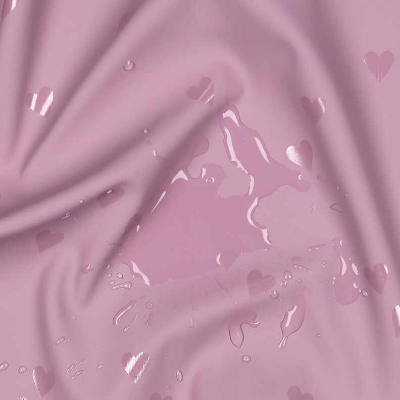 Stof til regnjakker små hjerter | Poppy Fabrics – lys gammelrosa,  image number 2