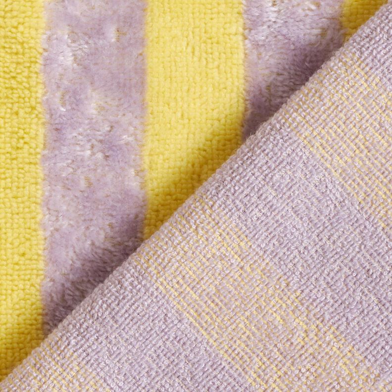 Frottéstof Bambus blokstriber – gul/syren,  image number 5