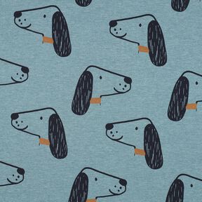 Bomuldsjersey hunde | Poppy Fabrics – dueblå/sort, 