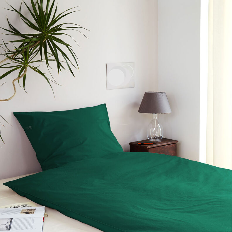 Bomuldsstof Cretonne Ensfarvet – Mørkegrøn,  image number 6