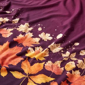 French Terry Bordure stof Ahornblade | Glitzerpüppi – merlot/gammelguld, 