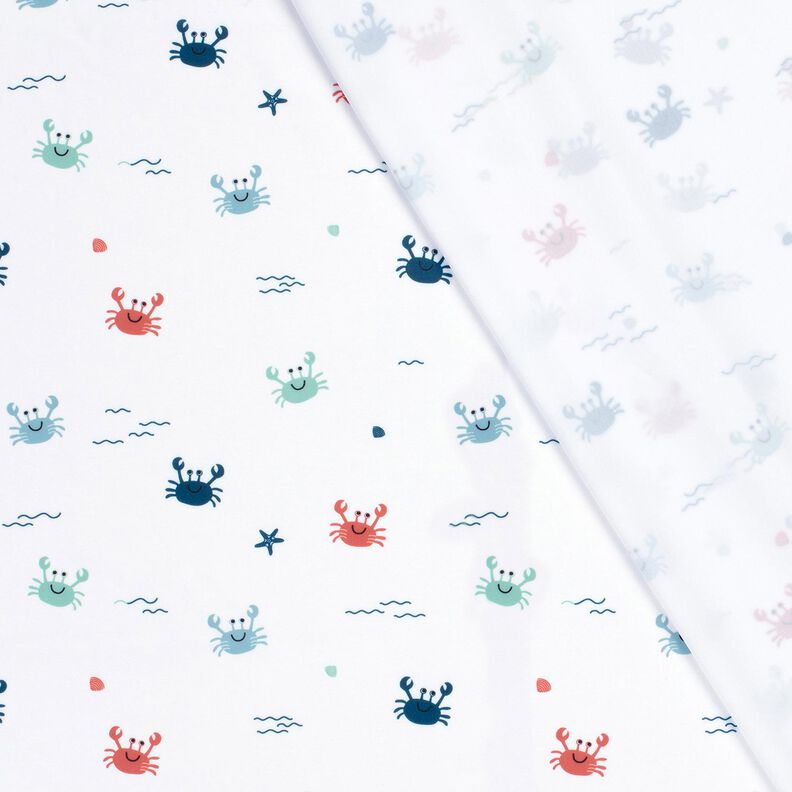 Badetøjsstof UPF50 glade krabber – hvid/hummerfarvet,  image number 4