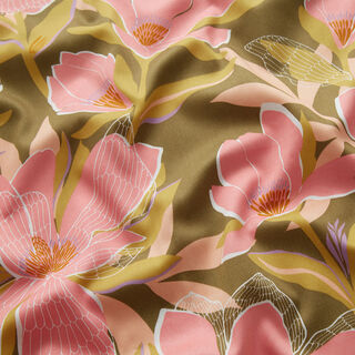 Bomuldssatin magnolier | Nerida Hansen – olivengrøn, 