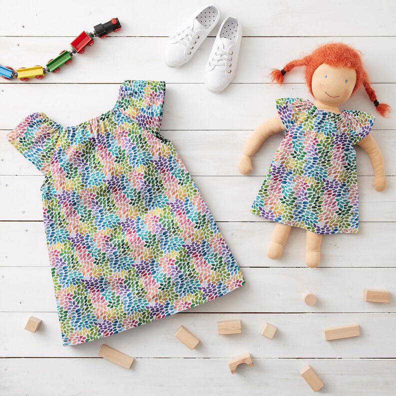 Bomuldspoplin regnbue-farvepletter Digitaltryk – hvid/farverig,  image number 6