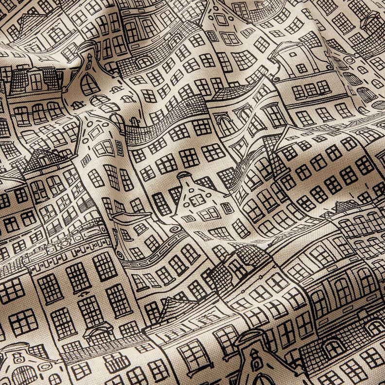 Dekorationsstof Halvpanama byhuse – natur/sort,  image number 2