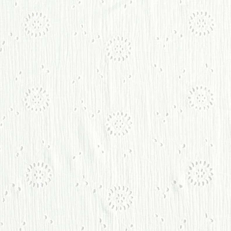Musselin/Dobbelt-Crincle stof Hulbroderi Blomster – hvid,  image number 1