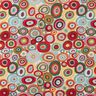 Dekorationsstof Gobelin farverige cirkler – lysebeige/karminrød,  thumbnail number 1