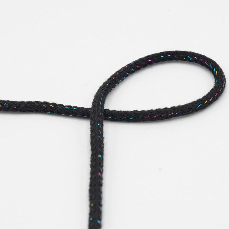 Bomuldskordel Lurex [Ø 5 mm] – sort,  image number 1