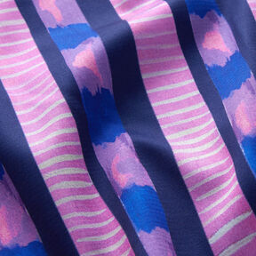Bomuldssatin striber | Nerida Hansen – marineblå/pink | Reststykke 80cm, 