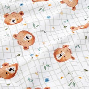 Bomuldspoplin Bamser med ternmønster Digitaltryk – hvid/reed, 
