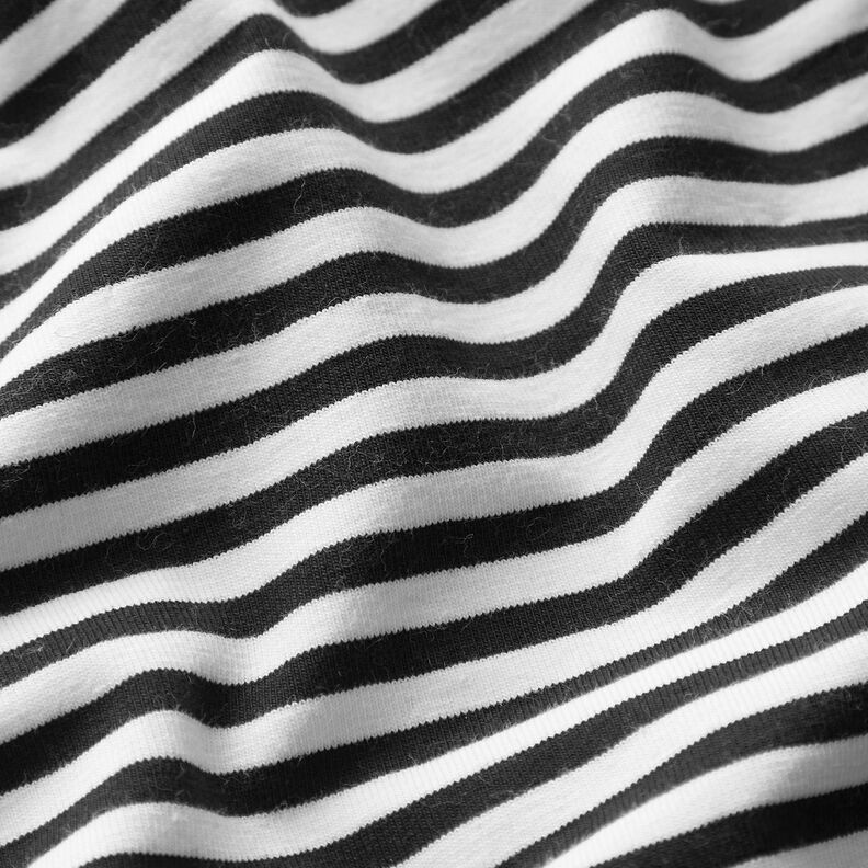 Bomuldsjersey smalle Striber – sort/hvid,  image number 2