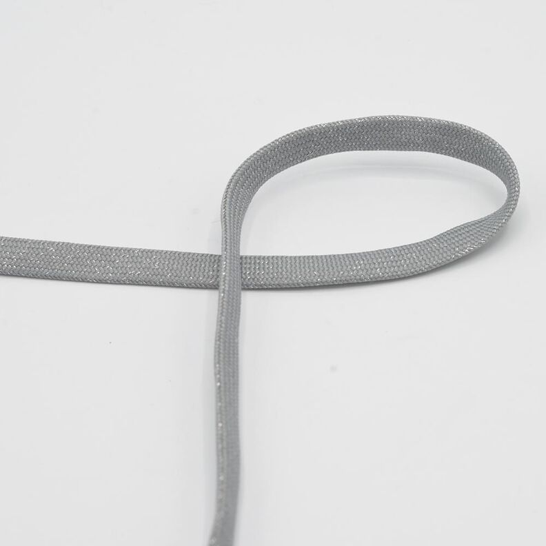 Flad kordel Hættetrøje Lurex [8 mm] – elefantgrå/sølv metallic,  image number 1