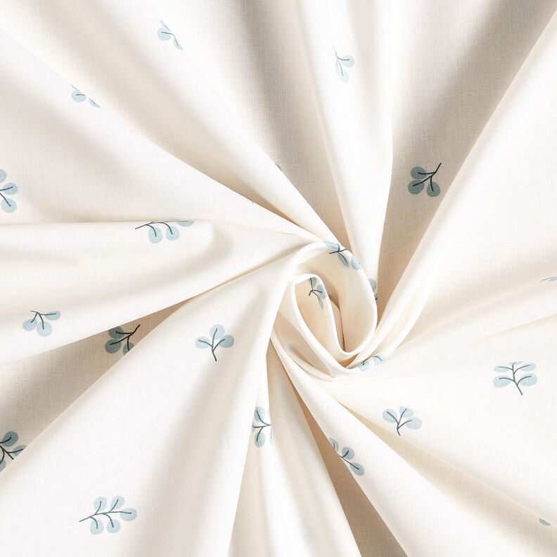 Bomuldspoplin Grene og lindeblade – hvid/eukalyptus,  image number 3