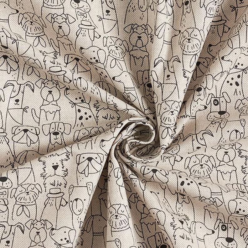 Dekorationsstof Halvpanama Tegneserie hunde – sort/natur,  image number 3