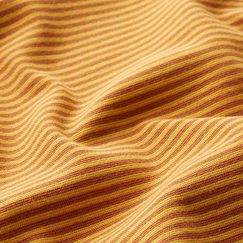 Ribvævet, rørformet stof smalle cirkler – terracotta/gul,  image number 2