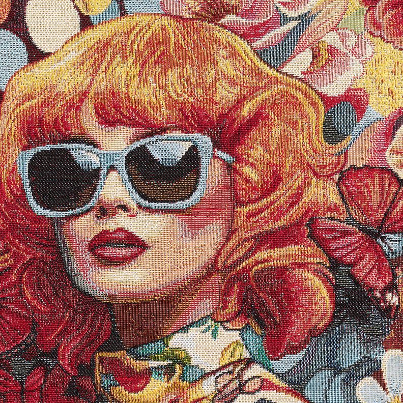 Dekorationsstof Gobelin famøse kvinder – karminrød/lysebeige,  image number 5