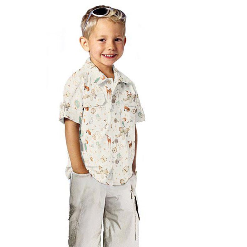 Bomuldspoplin Lille eventyrer Digitaltryk – elfenben,  image number 5