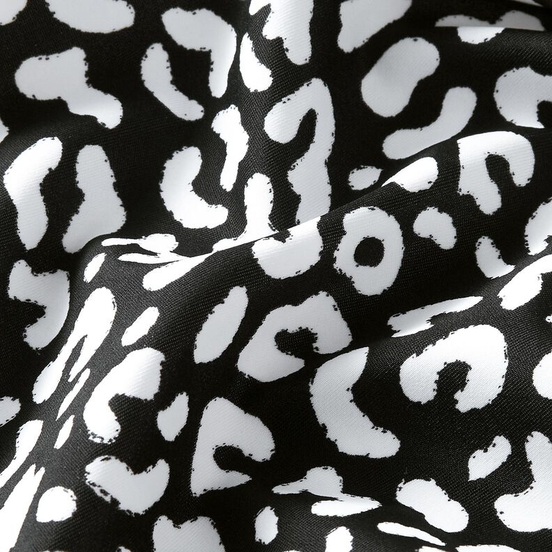 Badetøjsstof Abstrakte leopardpletter – sort-blå/hvid,  image number 2