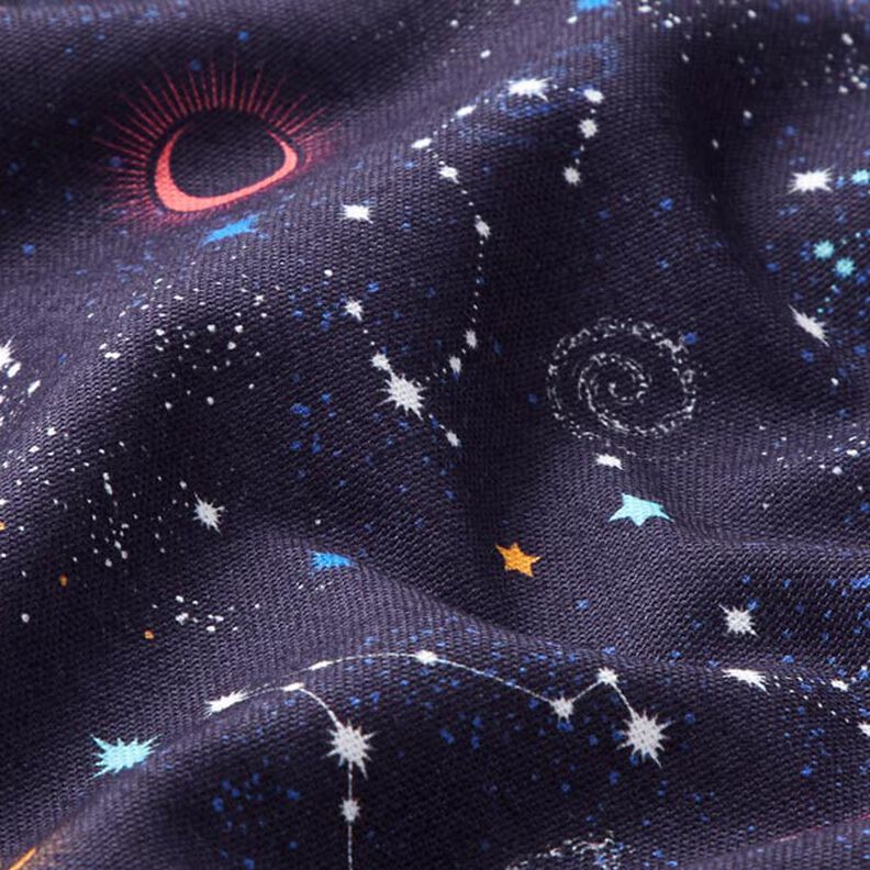Dekorationsstof Halvpanama farverigt univers – marineblå,  image number 2