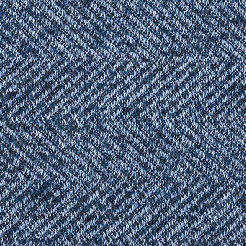 Frakkestof uldblanding zigzag – marineblå,  image number 1