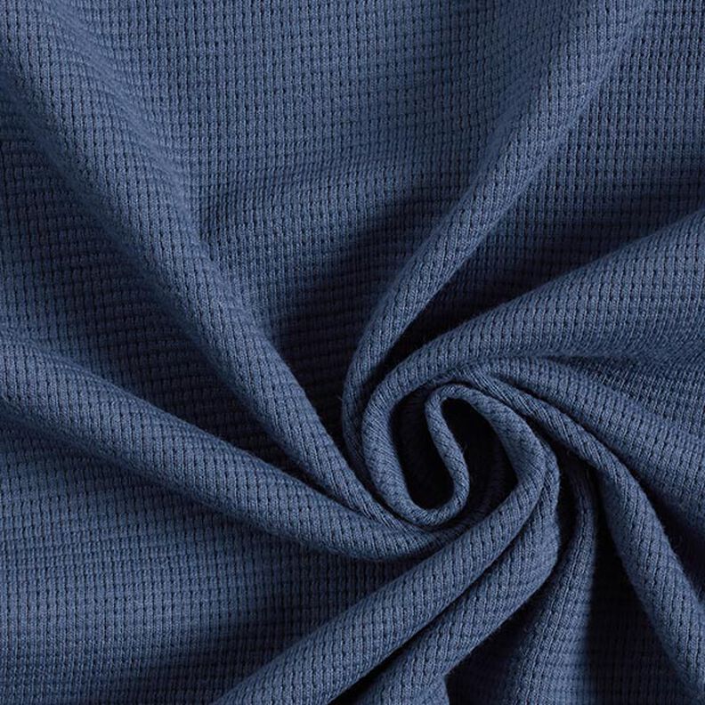 Mini Vaffeljersey af bomuld ensfarvet – jeansblå,  image number 1