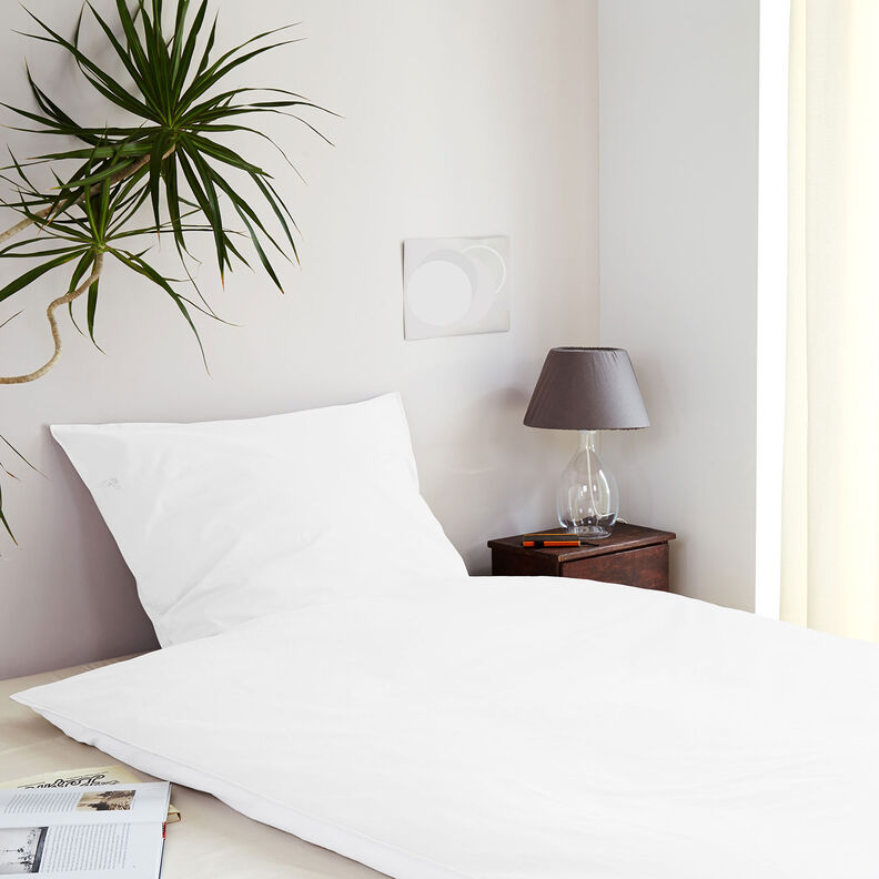 Bomuldsstof Cretonne Ensfarvet – hvid,  image number 6