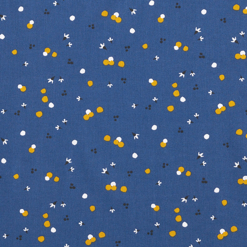 Bomuldsstof Cretonne farveprikker – marineblå,  image number 1