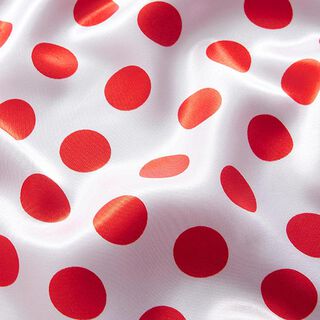 Polyestersatin store prikker – hvid/rød, 