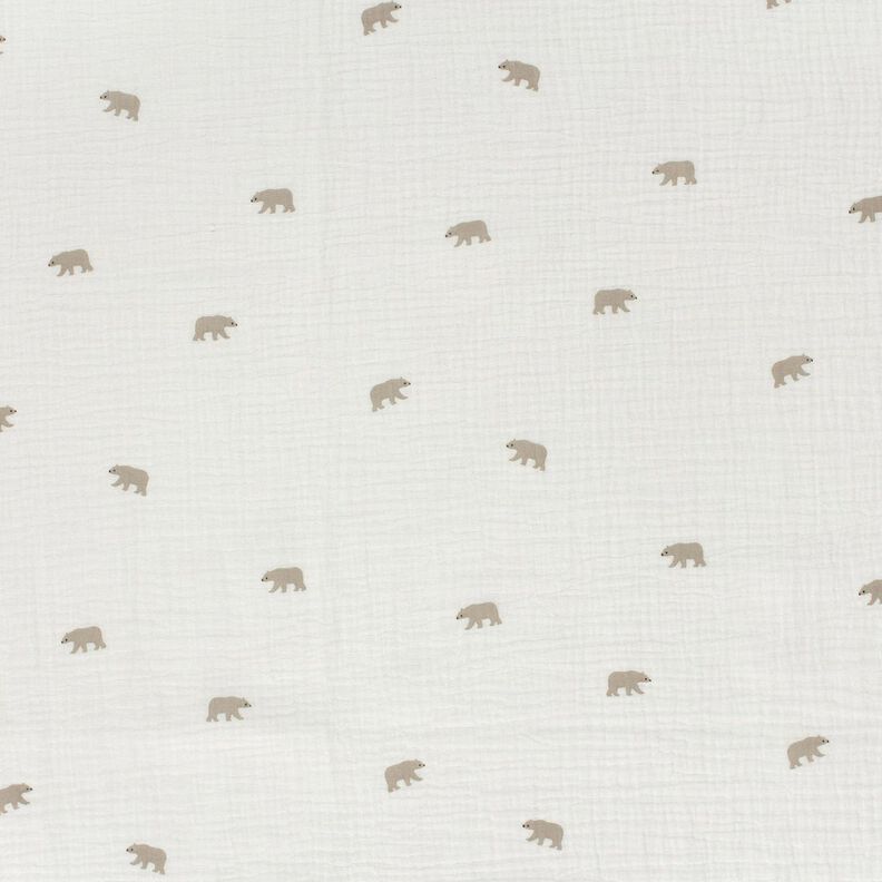 Musselin/Dobbelt-Crincle stof isbjørn – hvid,  image number 1