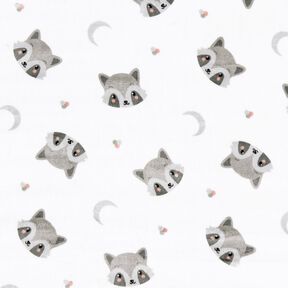 Hyggefleece søde vaskebjørne – elfenben/mørkegrå, 