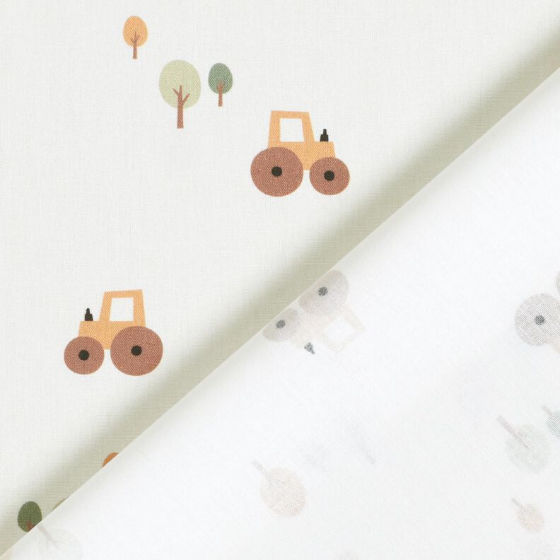 Bomuldspoplin traktor på en stor mark – elfenben,  image number 4