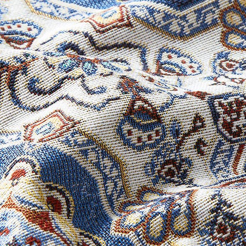 Dekorationsstof Gobelin orientalsk mandala – blå/elfenben,  image number 2