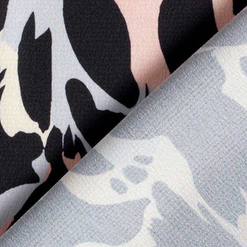 crepe-satin abstrakte blomsterblade &ndash; sort/s&oslash;lv,  image number 4