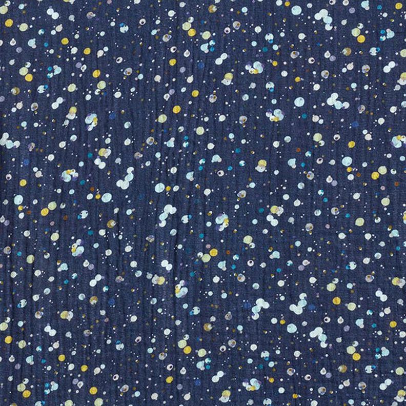 GOTS Musselin/Dobbelt-Crincle stof kulørte prikker Digitaltryk| by Poppy – marineblå,  image number 1