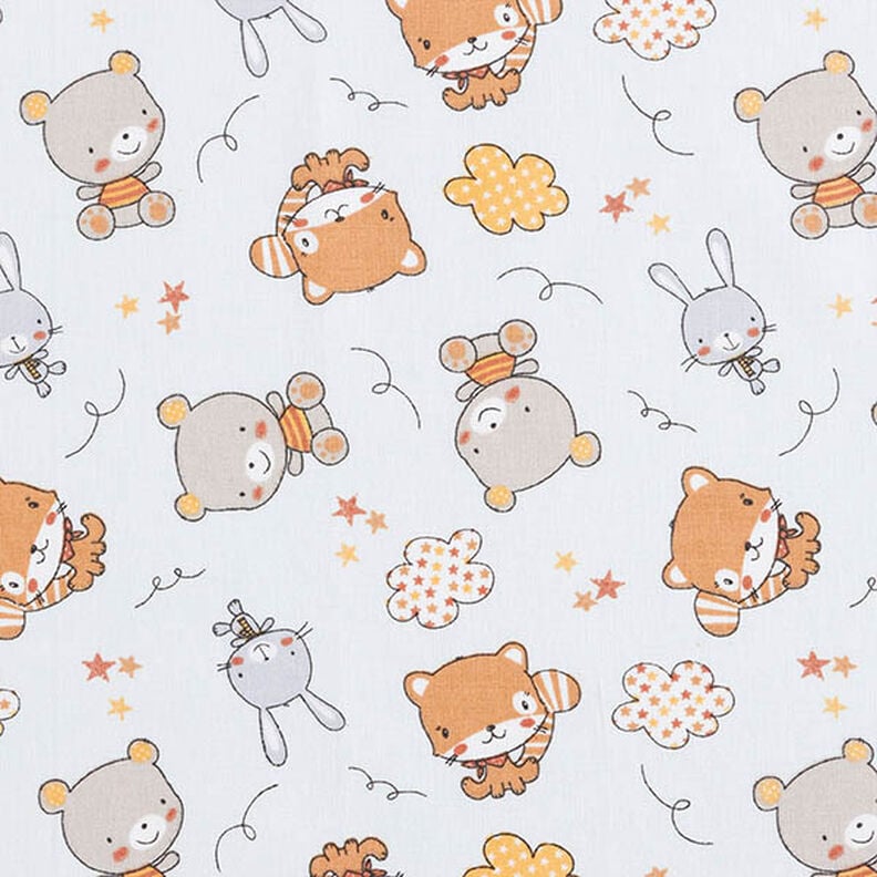 Cretonne små kaniner og bjørne – tågegrå,  image number 1