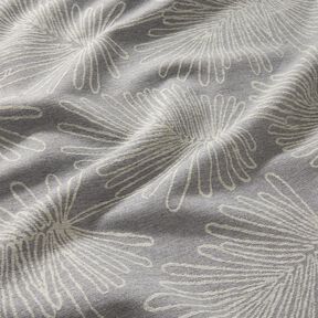Dekorationsstof Jacquard bladkonturer – grå, 