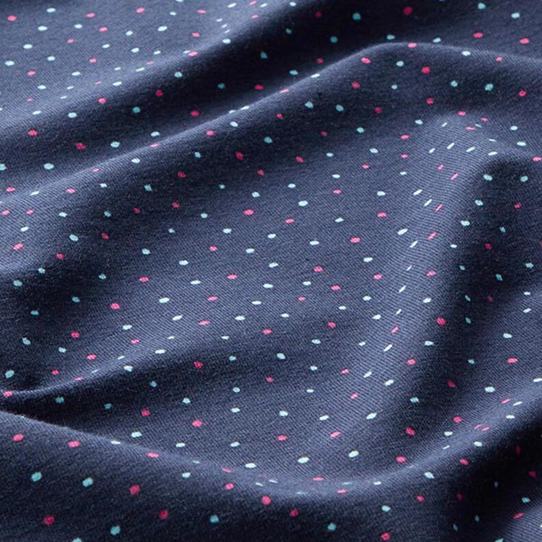 Bomuldsjersey Farverige små prikker – marineblå,  image number 2