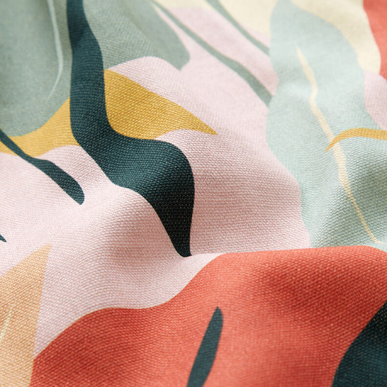 Dekorationsstof Halvpanama abstrakte planter – natur/lys mint,  image number 2