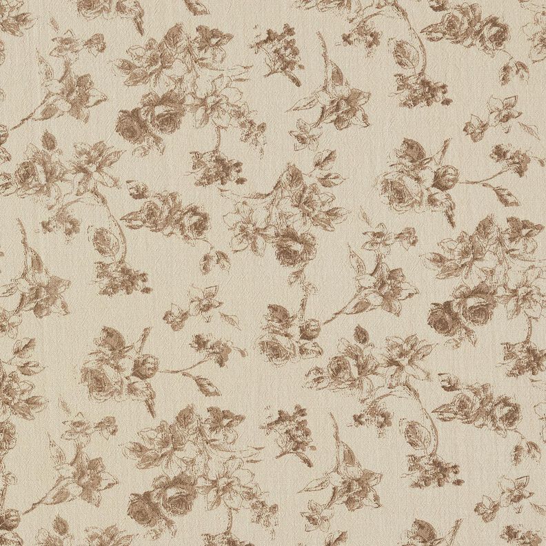 Bomuldsstof  antikke roser – lys taupe/sand,  image number 1