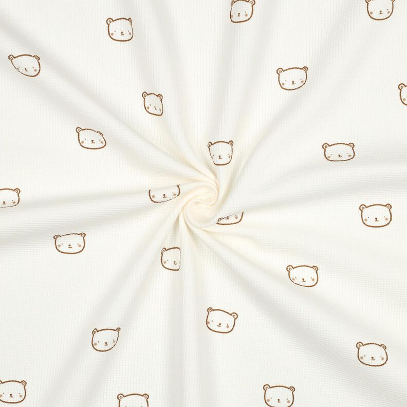 Vaflet jersey lille bjørn | Poppy Fabrics – uldhvid/råbrun,  image number 3