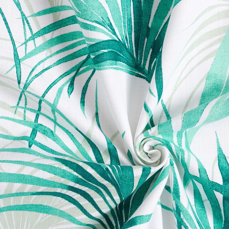 Dekorationsstof Panama palmeblade &ndash; hvid/smaragdgr&oslash;n,  image number 3