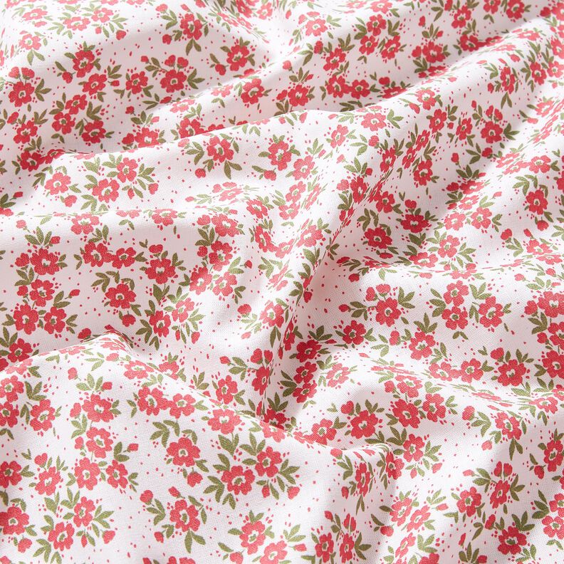 Bomuldspoplin blomsterhav – rød/hvid,  image number 2